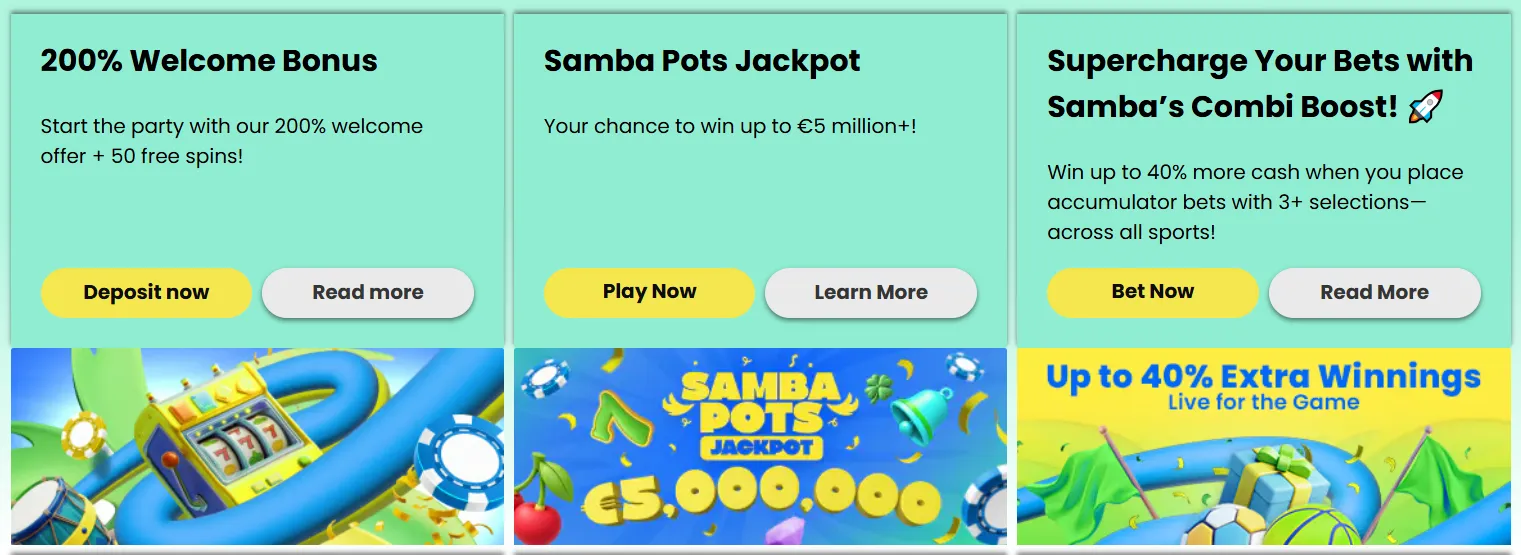 Samba Slots bonussen